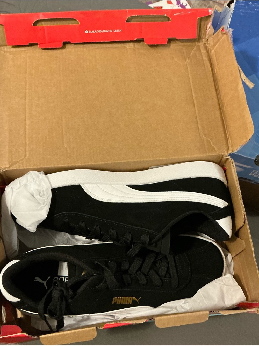 Puma Black Suede Sneakers with White Formstrip